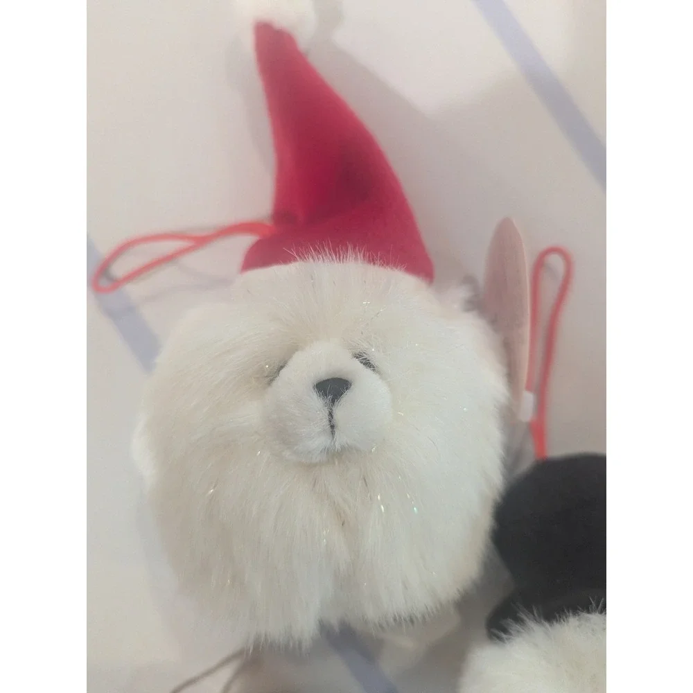 RB Collections  Small Furry White Bear Red Bow Tie 4 Top Hats 1 Lot Of 5